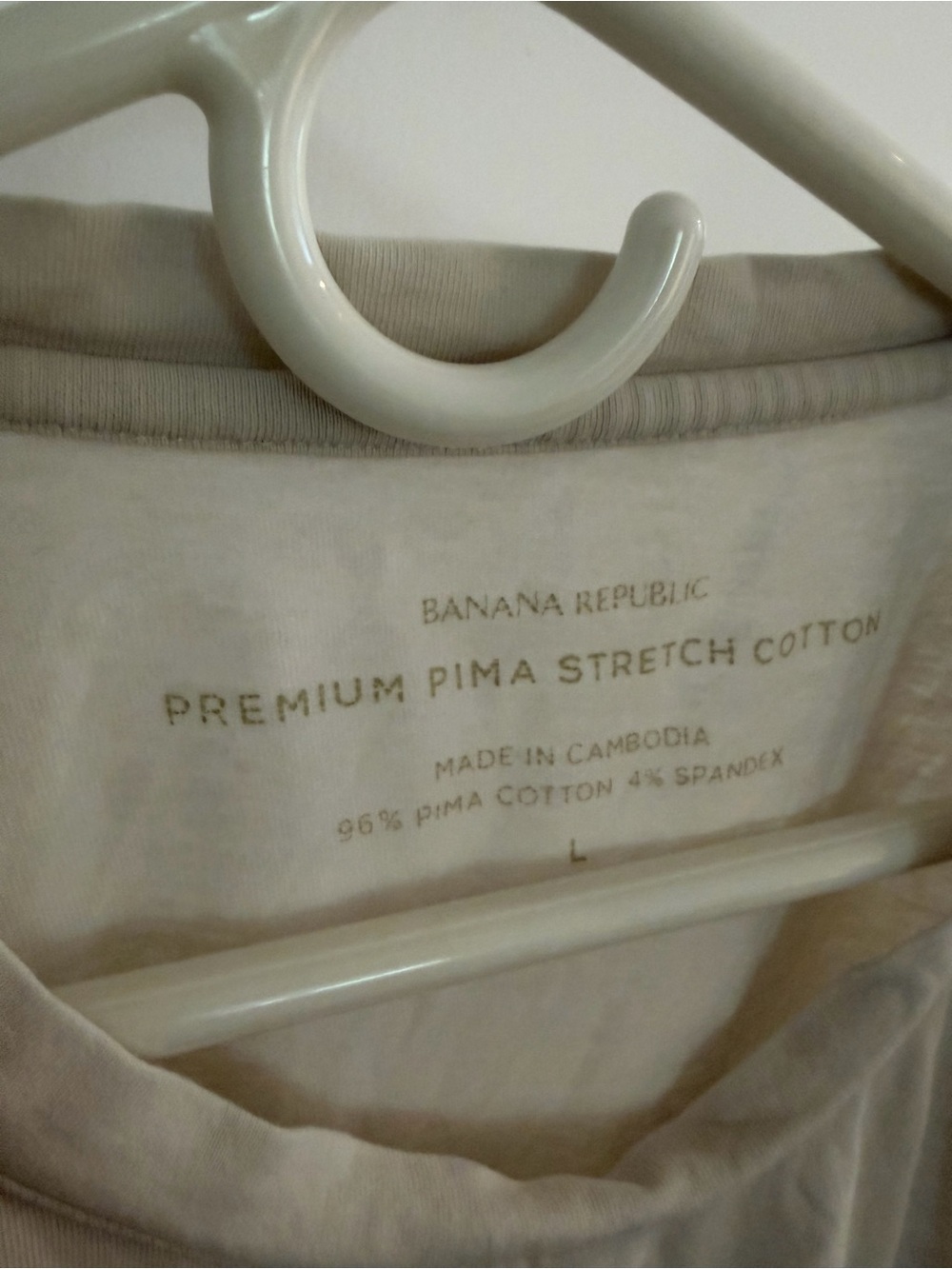 Banana Republic Premium Stretch Cotton Crewneck T-Shirt - Light Beige - L - Picture 6 of 6